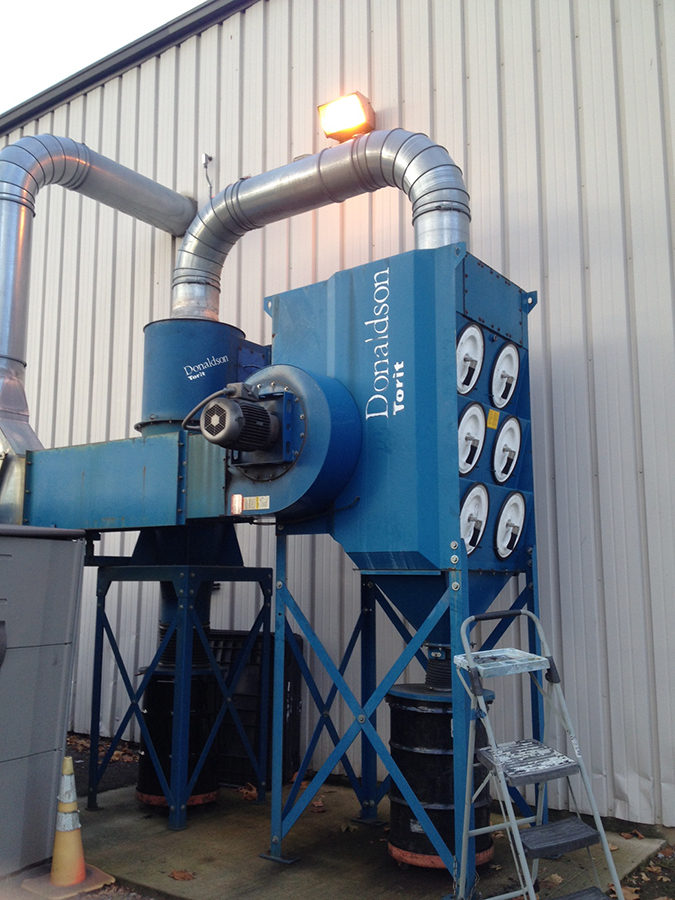 Donaldson Torit dust collector Model DFO 2-6 with Cyclone pre-cleaner, fan and silencer.