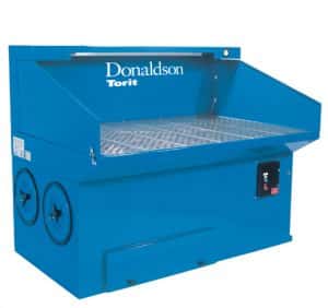 Heavy-Duty Downdraft Bench having back and side shields with an integral compressed air Pulse Clean dust collector.