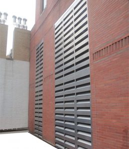 Acoustice louvers for outside air intake on a compressor room.