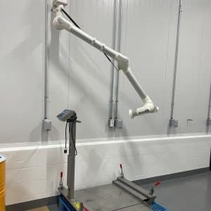 Arms can be ceiling, floor stanchion, or wall mounted to accommodate positioning for optimal capture. A frequent need is for weighing scale applications.